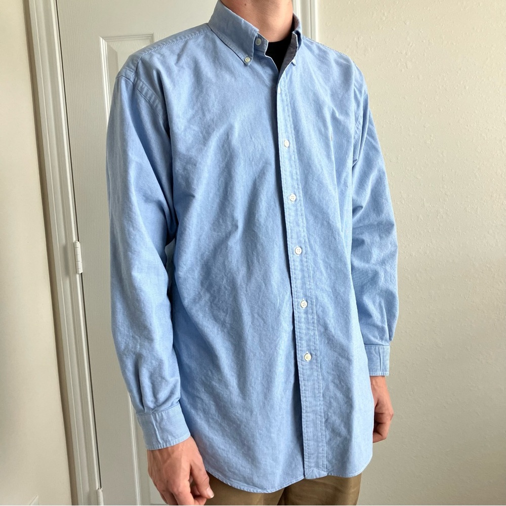 Ralph Lauren Mens Blue Button Up Blake Dress Shirt